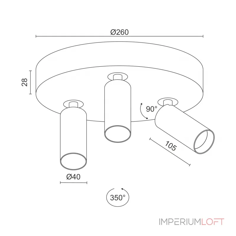 Потолочный поворотный светодиодный светильник LeDron SAGITONY SAGITONY R3 S40 Black 4000K от ImperiumLoft