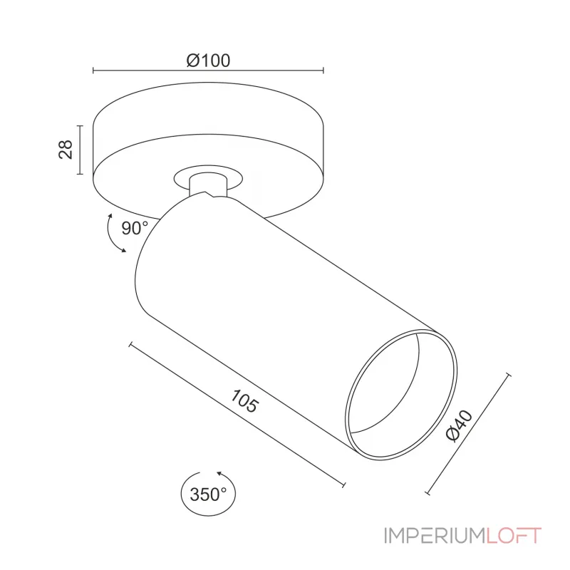 Потолочный поворотный светодиодный светильник LeDron SAGITONY SAGITONY R1 S40 Dim W-Bl от ImperiumLoft