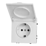 Розетка одинарная с заземлением с крышкой с защитными шторками LeDron EU Socket with Waterproof Cover White от ImperiumLoft