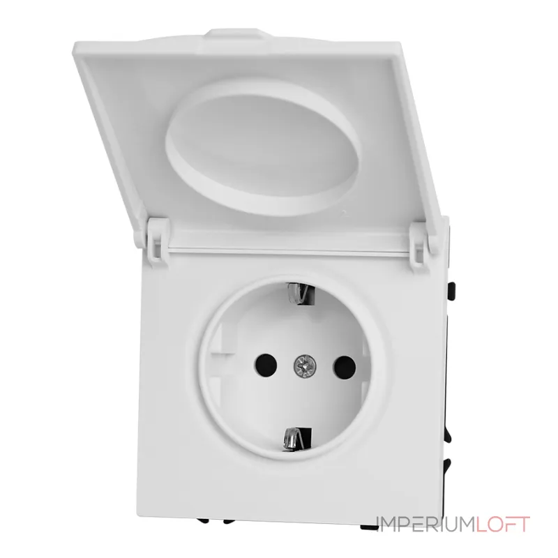 Розетка одинарная с заземлением с крышкой с защитными шторками LeDron EU Socket with Waterproof Cover White от ImperiumLoft Розетка одинарная с заземлением с крышкой с защитными шторками LeDron EU Socket with Waterproof Cover White от ImperiumLoft