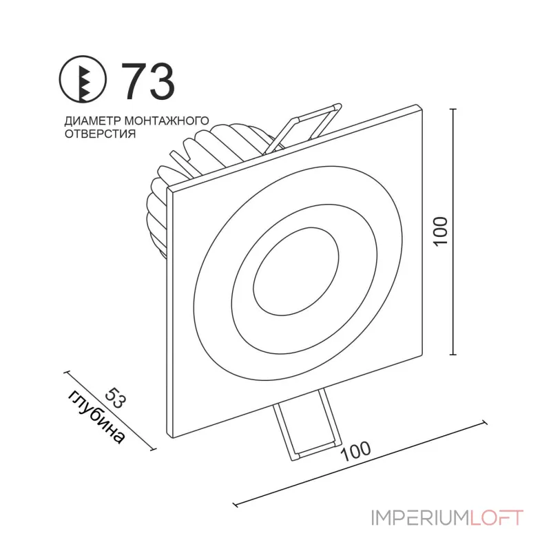 Встраиваемый поворотный светодиодный светильник LeDron LH07SB-R LH07SB-R SQ White 10W 3000K DIM TRIAC от ImperiumLoft