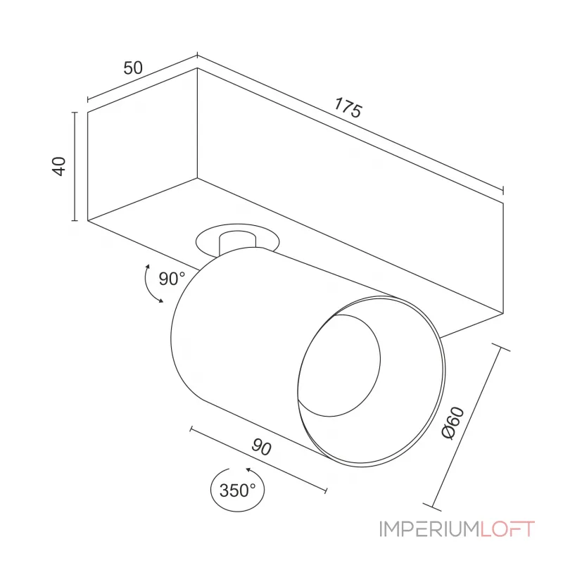 Настенно-потолочный поворотный светодиодный светильник LeDron SAGITONY SAGITONY E S60 B-Gl 4000K от ImperiumLoft