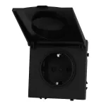 Розетка одинарная с заземлением с крышкой с защитными шторками LeDron EU Socket with Waterproof Cover Black от ImperiumLoft