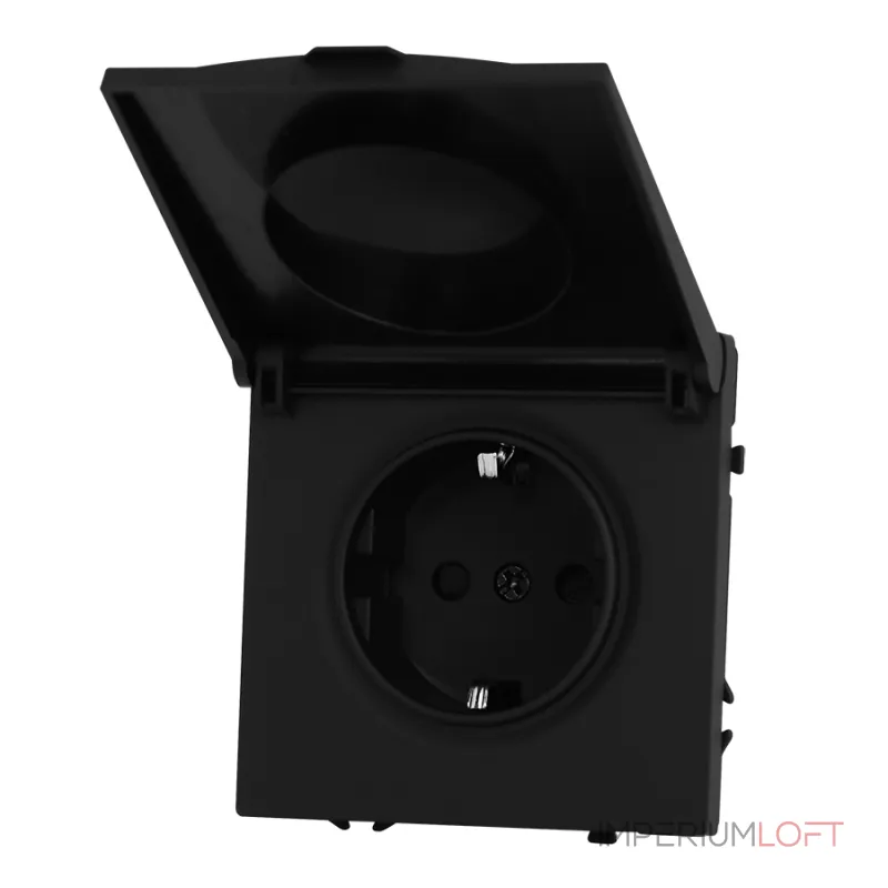 Розетка одинарная с заземлением с крышкой с защитными шторками LeDron EU Socket with Waterproof Cover Black от ImperiumLoft Розетка одинарная с заземлением с крышкой с защитными шторками LeDron EU Socket with Waterproof Cover Black от ImperiumLoft