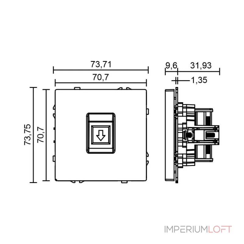 Розетка компьютерная одиночная LeDron CAT 6 (DATA) Grey от ImperiumLoft