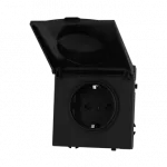 Розетка одинарная с заземлением с крышкой с защитными шторками LeDron EU Socket with Waterproof Cover Black от ImperiumLoft