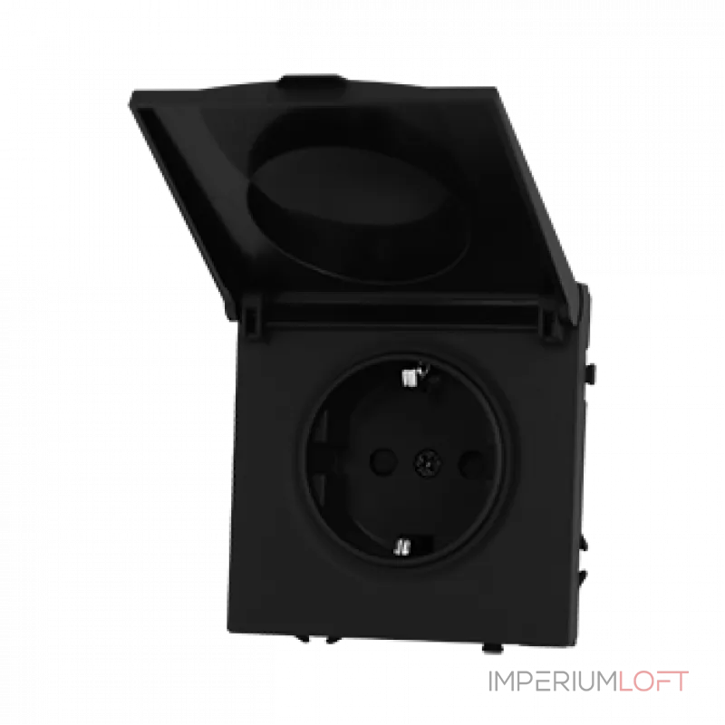 Розетка одинарная с заземлением с крышкой с защитными шторками LeDron EU Socket with Waterproof Cover Black от ImperiumLoft Розетка одинарная с заземлением с крышкой с защитными шторками LeDron EU Socket with Waterproof Cover Black от ImperiumLoft