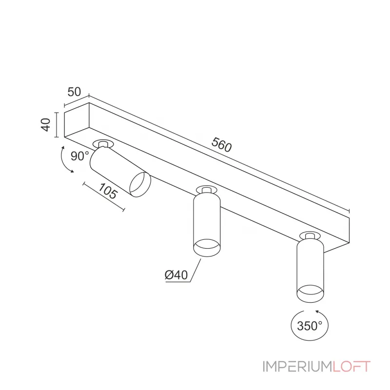 Потолочный поворотный светодиодный светильник LeDron SAGITONY SAGITONY E3 S40 Dim B-Gl 4000K от ImperiumLoft