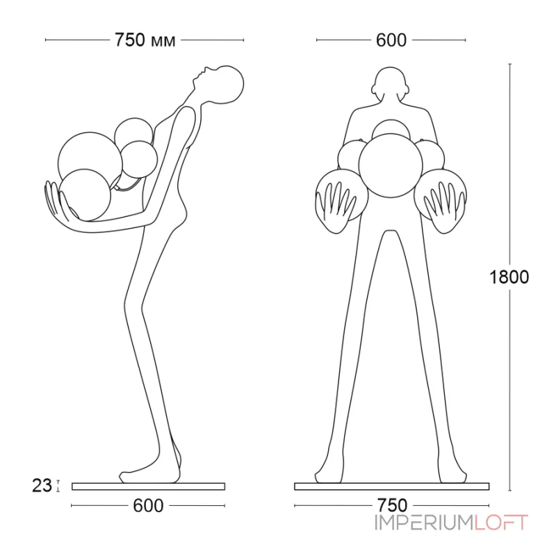 Дизайнерский торшер LeDron Сила света BN62 от ImperiumLoft