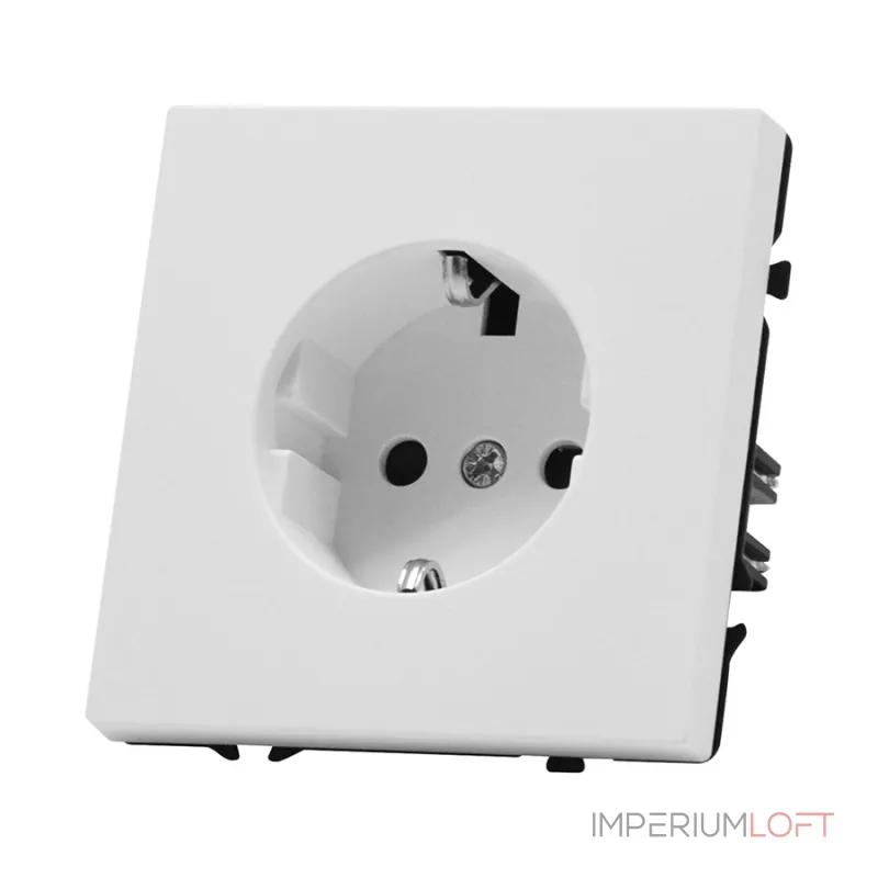 Розетка одинарная с заземлением с защитными шторками LeDron EU Socket White от ImperiumLoft