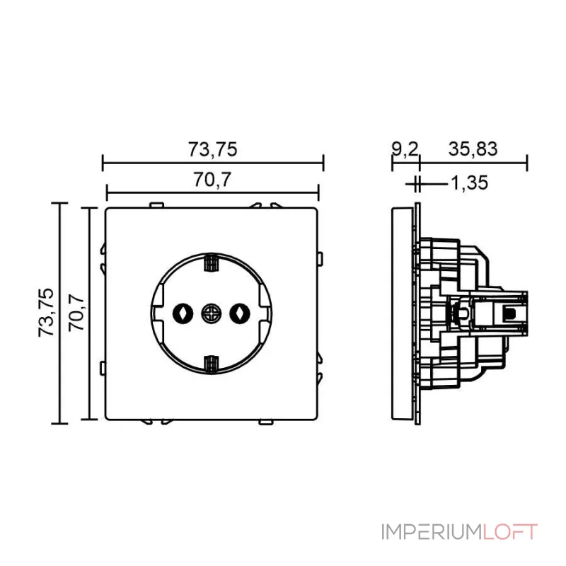 Розетка одинарная с заземлением с защитными шторками LeDron EU Socket White от ImperiumLoft