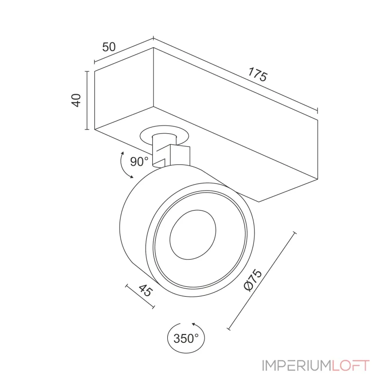 Настенно-потолочный поворотный светодиодный светильник LeDron SAGITONY SAGITONY E S75 White от ImperiumLoft