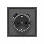 Розетка одинарная с заземлением с USB-портом для зарядки Type A + Type C LeDron EU Socket with USB A+C 20W Grey от ImperiumLoft