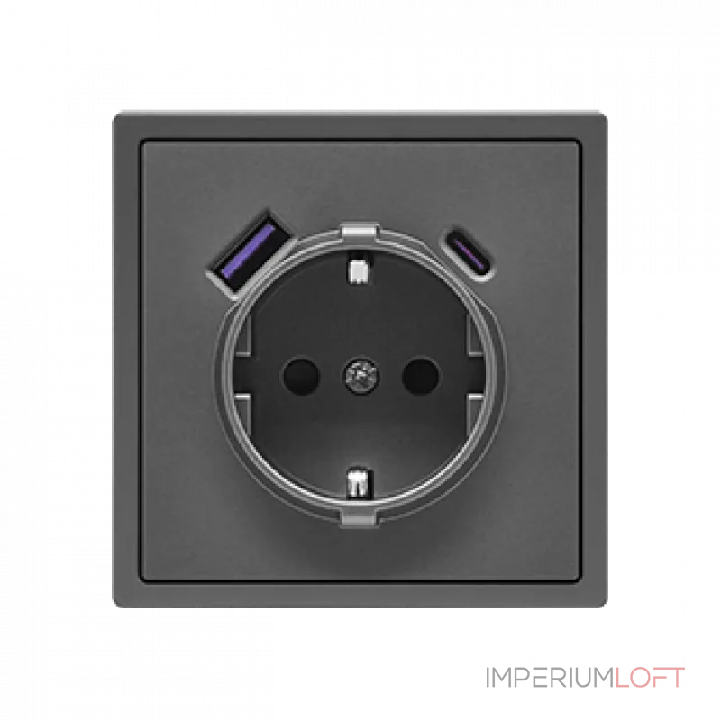 Розетка одинарная с заземлением с USB-портом для зарядки Type A + Type C LeDron EU Socket with USB A+C 20W Grey от ImperiumLoft Розетка одинарная с заземлением с USB-портом для зарядки Type A + Type C LeDron EU Socket with USB A+C 20W Grey от ImperiumLoft