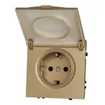 Розетка одинарная с заземлением с крышкой с защитными шторками LeDron EU Socket with Waterproof Cover Gold от ImperiumLoft