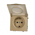 Розетка одинарная с заземлением с крышкой с защитными шторками LeDron EU Socket with Waterproof Cover Gold от ImperiumLoft