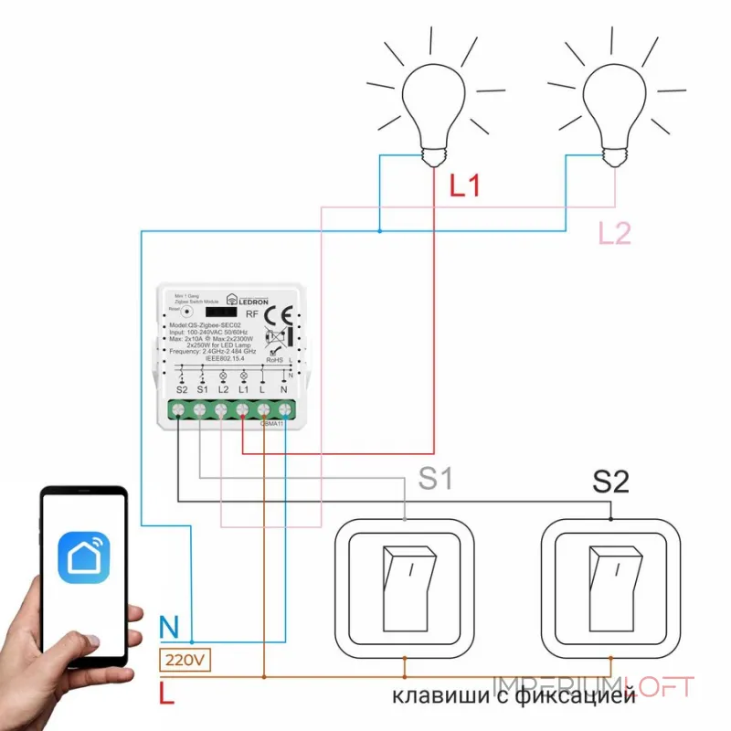 Модуль двухканальный LeDron QS-ZigbeeSEC02 от ImperiumLoft Модуль двухканальный LeDron QS-ZigbeeSEC02 от ImperiumLoft