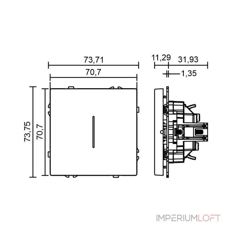Одноклавишный проходной переключатель с LED-подсветкой LeDron 1 Gang 2 Way LED Grey от ImperiumLoft