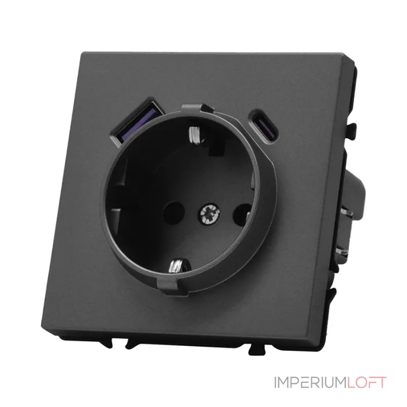 Розетка одинарная с заземлением с USB-портом для зарядки Type A + Type C LeDron EU Socket with USB A+C 20W Grey от ImperiumLoft Розетка одинарная с заземлением с USB-портом для зарядки Type A + Type C LeDron EU Socket with USB A+C 20W Grey от ImperiumLoft