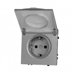 Розетка одинарная с заземлением с крышкой с защитными шторками LeDron EU Socket with Waterproof Cover Light Grey от ImperiumLoft
