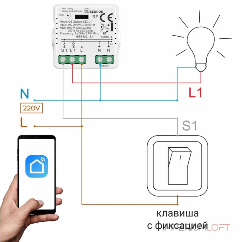 Модуль одноканальный LeDron QS-ZigbeeSEC01 от ImperiumLoft Модуль одноканальный LeDron QS-ZigbeeSEC01 от ImperiumLoft