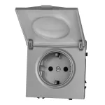 Розетка одинарная с заземлением с крышкой с защитными шторками LeDron EU Socket with Waterproof Cover Light Grey от ImperiumLoft