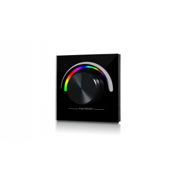 Радио панель встраиваемая в стену с валкодером на 1 зону для RGB ленты чёрная W-RGB-B