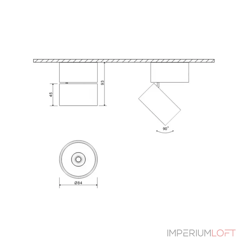 Светильник светодиодный потолочный накладной поворотный, серия I, Черный, 15Вт, IP20, Тёплый белый (3000К), I-SF-BL-WW от NovaLamp