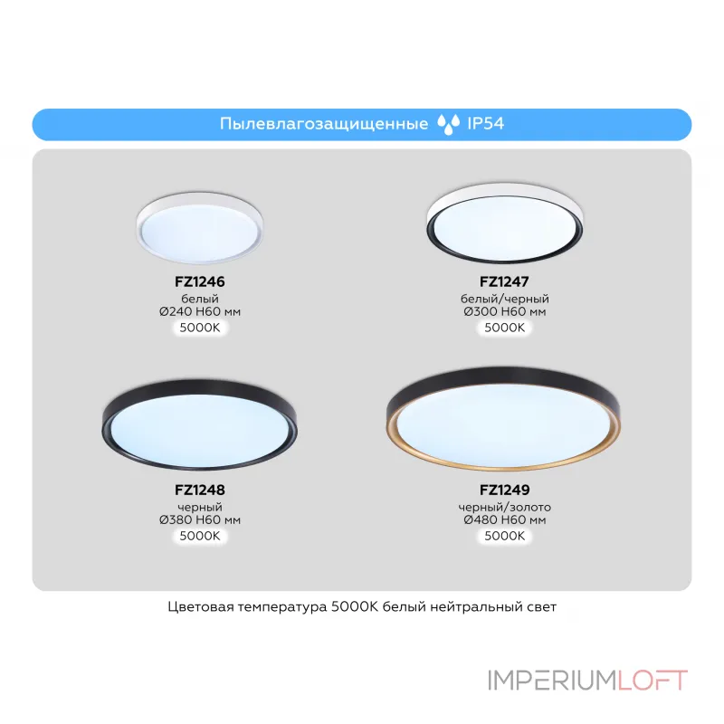 Потолочный светодиодный светильник с высокой степенью защиты IP54 Ambrella ORBITAL FZ1249 от ImperiumLoft