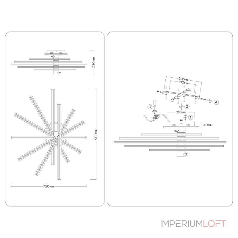 Потолочная люстра Ambrella COMFORT LineTech FL6244 Потолочная люстра Ambrella COMFORT LineTech FL6244