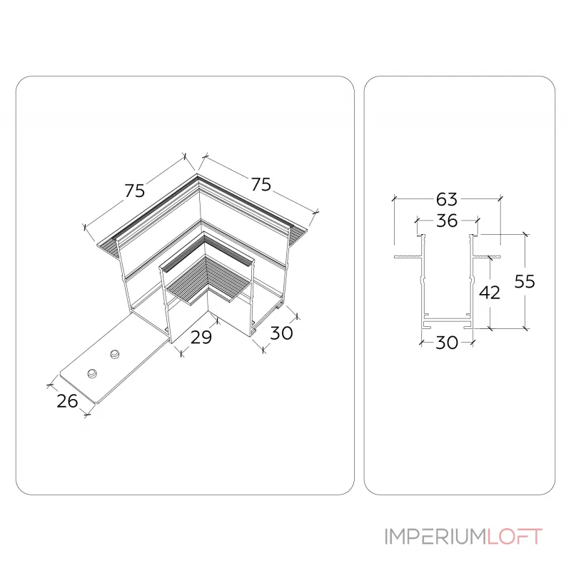 Коннектор угловой для встраиваемого шинопровода Magnetic Ambrella TRACK SYSTEM GL1039 от ImperiumLoft Коннектор угловой для встраиваемого шинопровода Magnetic Ambrella TRACK SYSTEM GL1039 от ImperiumLoft