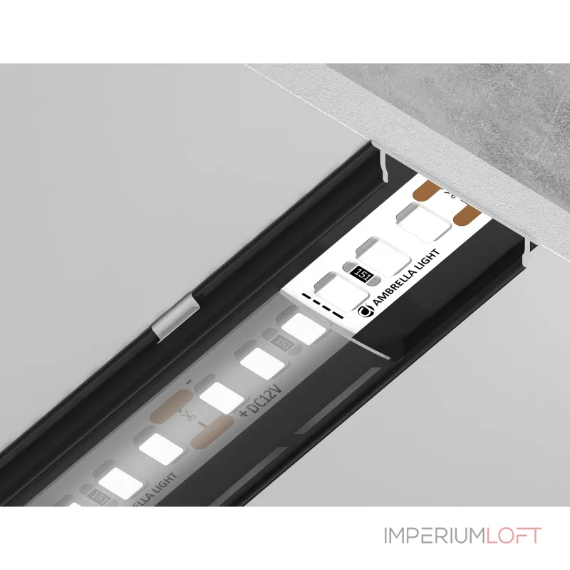 Алюминиевый профиль накладной Ambrella ILLUMINATION GP1700BK/BK от ImperiumLoft