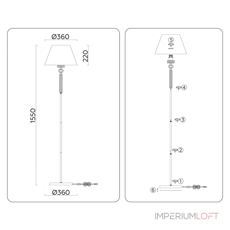 Напольный светильник с абажуром и хрусталем Ambrella HIGH LIGHT LH71028 от ImperiumLoft Напольный светильник с абажуром и хрусталем Ambrella HIGH LIGHT LH71028 от ImperiumLoft