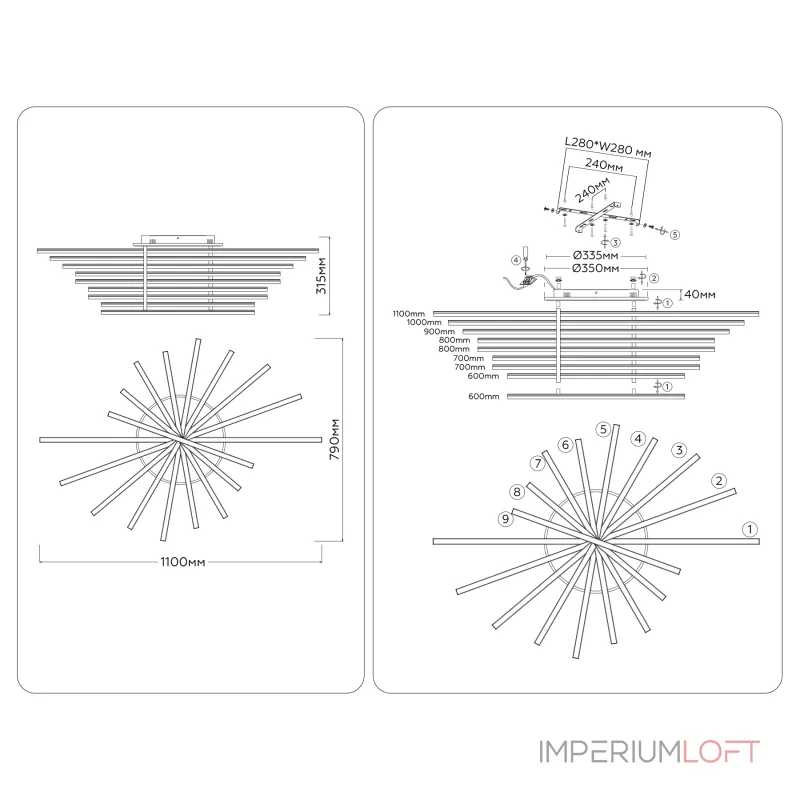 Потолочная люстра Ambrella COMFORT LineTech FL6291