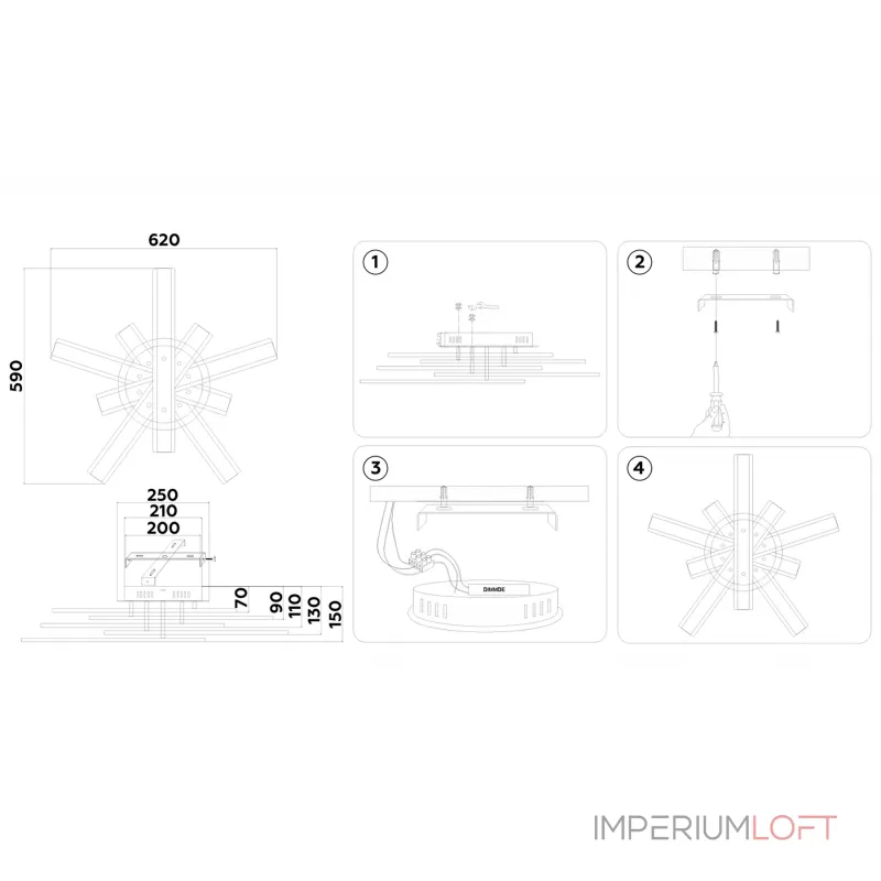 Настенно-потолочный светодиодный светильник с пультом Ambrella ACRYLICA FA8903 от ImperiumLoft