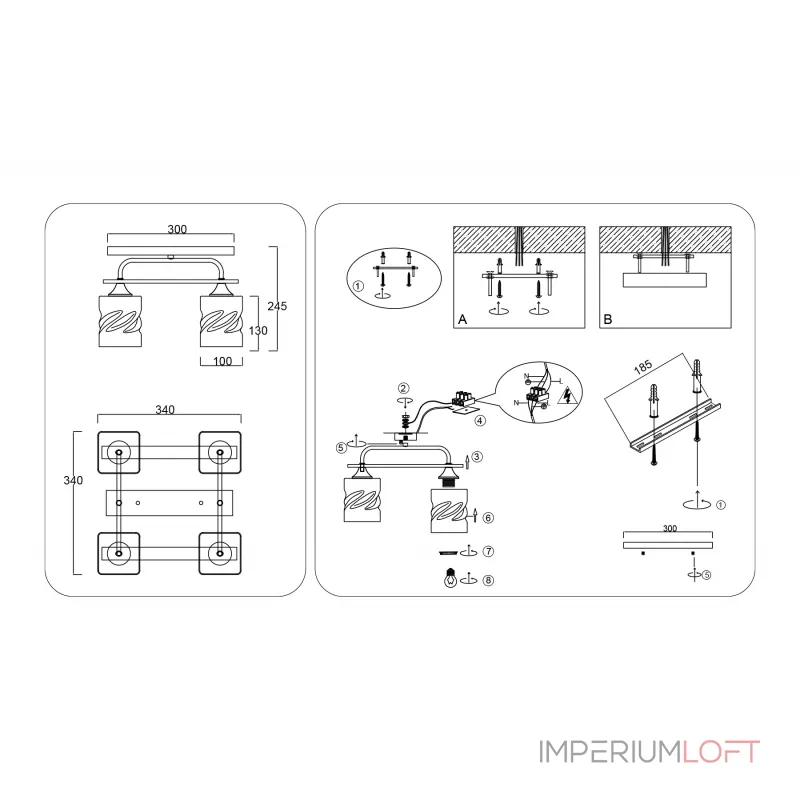Светильник потолочный со стеклянными плафонами Ambrella TRADITIONAL TR3033249 от ImperiumLoft Светильник потолочный со стеклянными плафонами Ambrella TRADITIONAL TR3033249 от ImperiumLoft