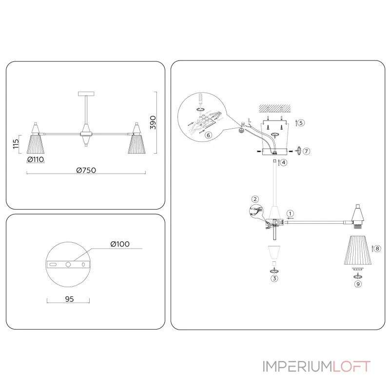 Люстра на штанге Ambrella HIGH LIGHT LH58116 от ImperiumLoft