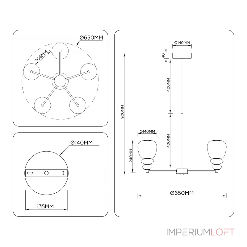 Люстра на штанге Ambrella HIGH LIGHT LH LH53164 от ImperiumLoft