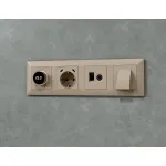 Лицевая панель для электрической розетки с заземлением со шторками 2USB C+C Ambrella Volt ALFA AP3705