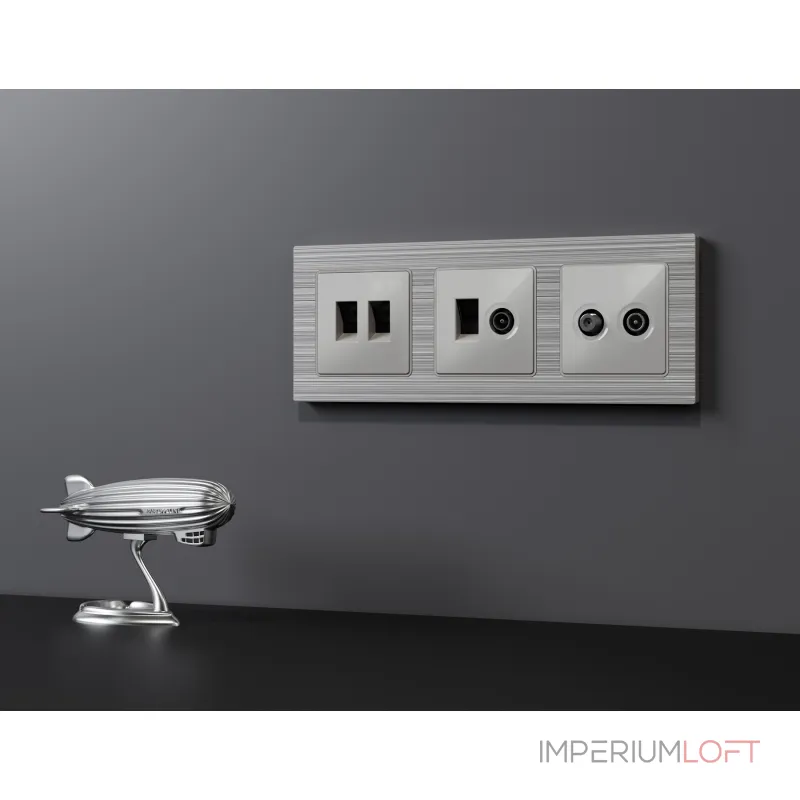 Лицевая панель для компьютерной/телефонной двойной розетки RJ-45/RJ-11 Ambrella Volt ALFA AP4121
