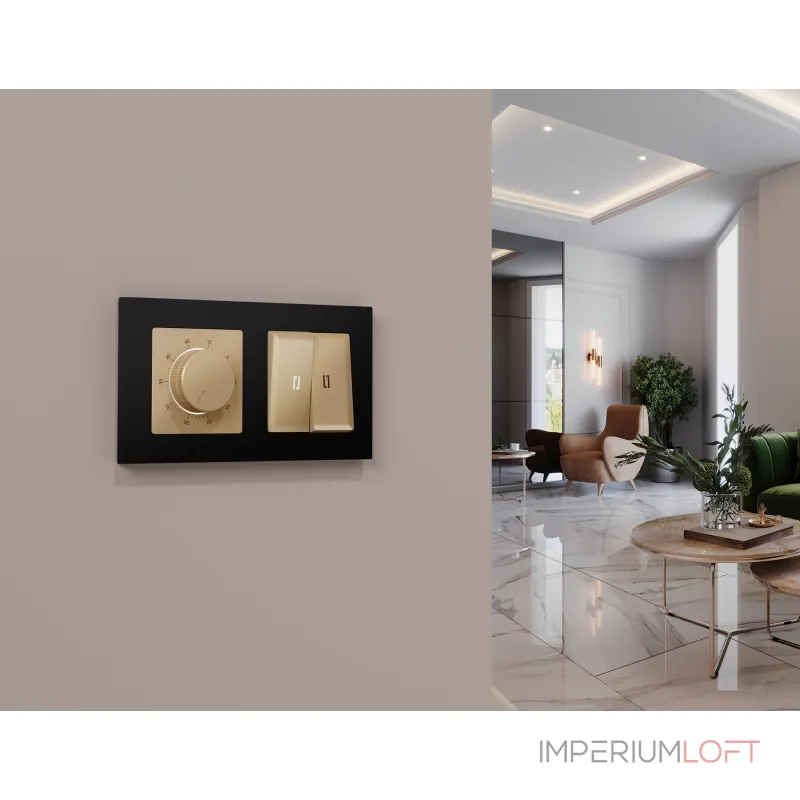 Лицевая панель (Шампань) для терморегулятора теплого пола Ambrella Volt ALFA AP6057 от ImperiumLoft