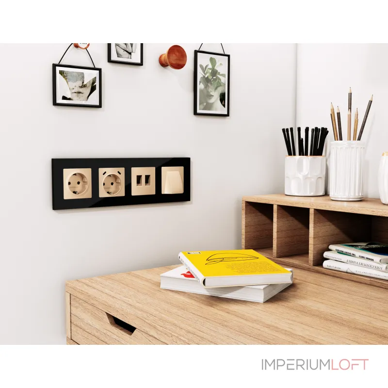 Лицевая панель для электрической розетки с заземлением со шторками 2USB C+C Ambrella Volt ALFA AP6105