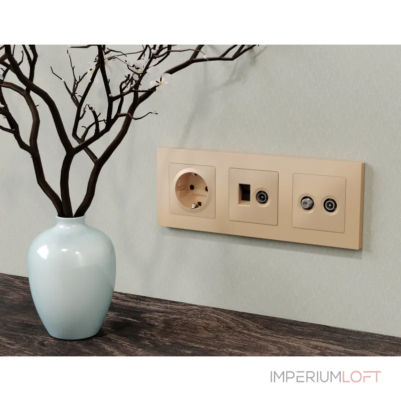 Лицевая панель (Шампань) для компьютерной/телефонной + TV розетки Ambrella Volt ALFA AP6125 от ImperiumLoft Лицевая панель (Шампань) для компьютерной/телефонной + TV розетки Ambrella Volt ALFA AP6125 от ImperiumLoft