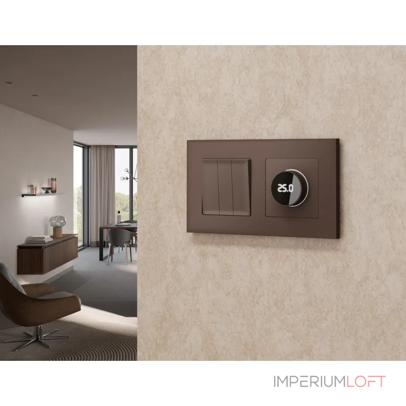 Лицевая панель (Темная бронза матовый) для терморегулятора теплого пола с цифровым дисплеем Ambrella Volt ALFA AP6358 от ImperiumLoft