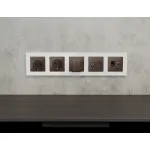 Лицевая панель (Темная бронза матовый) для электрической розетки с заземлением со шторками 2USB C+C Ambrella Volt ALFA AP6405 от ImperiumLoft