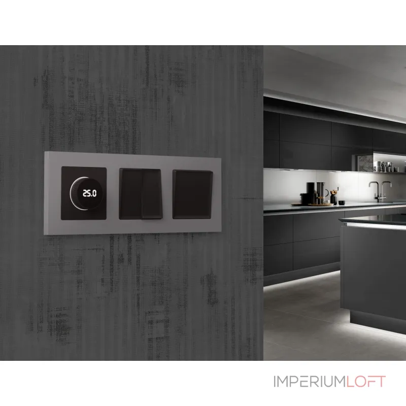 Лицевая панель (Черный матовый) для терморегулятора теплого пола с цифровым дисплеем Ambrella Volt ALFA AP8058 от ImperiumLoft