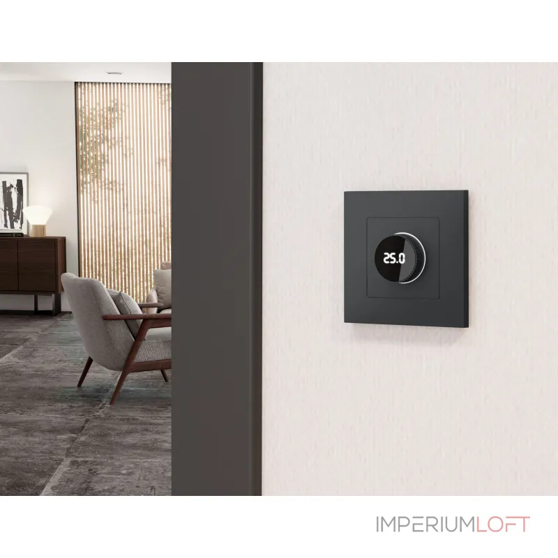 Лицевая панель (Графит мягкое касание) для терморегулятора теплого пола с цифровым дисплеем Ambrella Volt ALFA AP9058 от ImperiumLoft