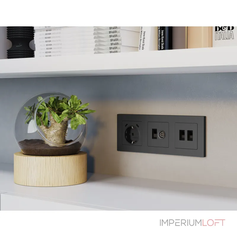 Лицевая панель (Графит мягкое касание) для компьютерной/телефонной + TV розетки Ambrella Volt ALFA AP9125 от ImperiumLoft Лицевая панель (Графит мягкое касание) для компьютерной/телефонной + TV розетки Ambrella Volt ALFA AP9125 от ImperiumLoft