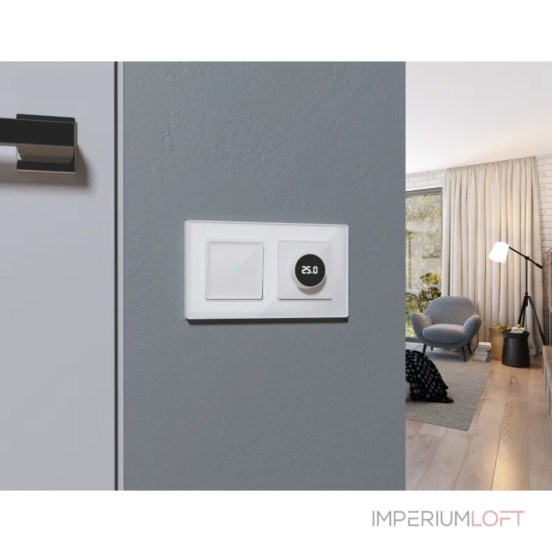 Комплект механизма терморегулятора теплого пола с цифровым дисплеем с подсветкой 16A-250V Ambrella Volt MA MA105810 от ImperiumLoft