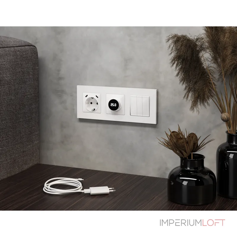 Комплект механизма электрической розетки 2USB С+C 20W (быстрая зарядка) с/з на винтовых зажимах 16A-250V Ambrella Volt MA MA110510 от ImperiumLoft